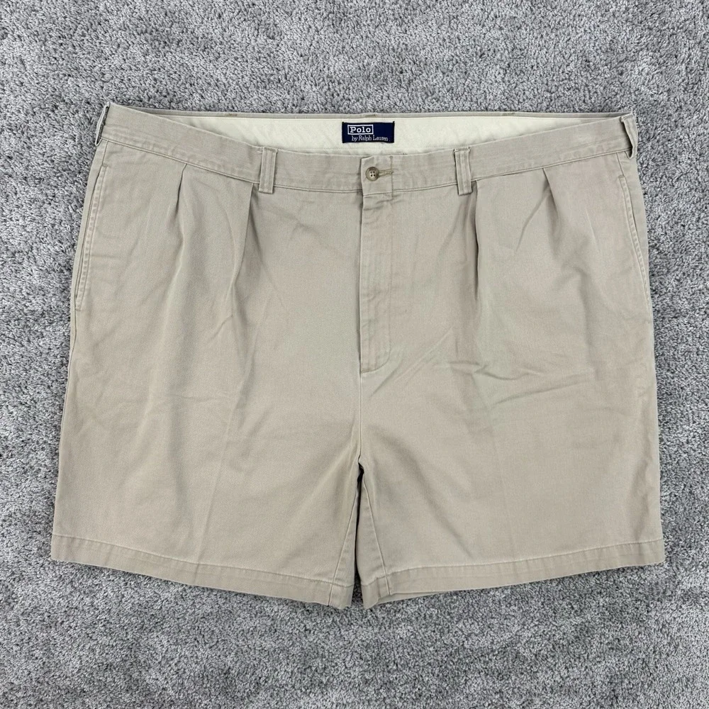 Vintage Polo Ralph Lauren Tyler Shorts Men's 48 Beige Pleated Preppy Chino